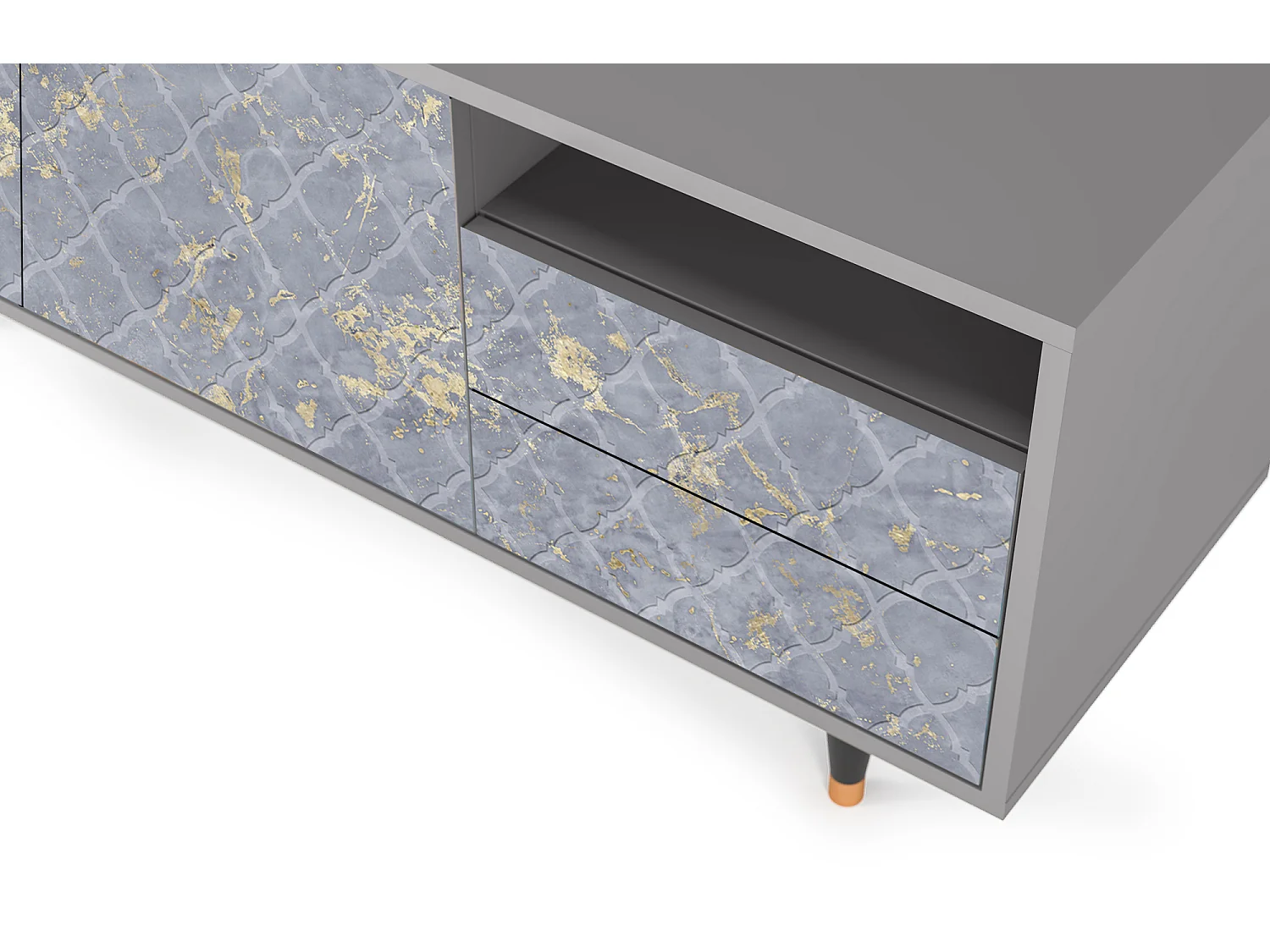 Mueble de TV - 125х56х41 cm - T7 - Golden Smoke, Cinza