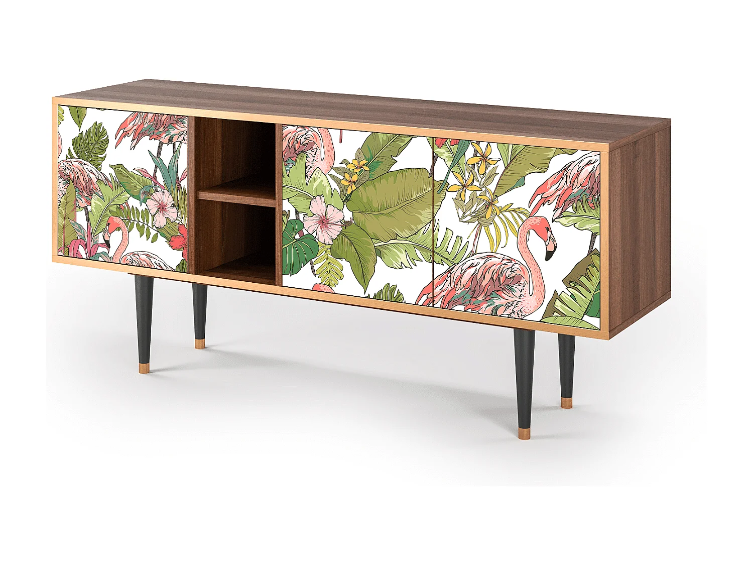 Mueble de TV - 150х69х41 cm - T5 - Sweet Flamingo, Nogal