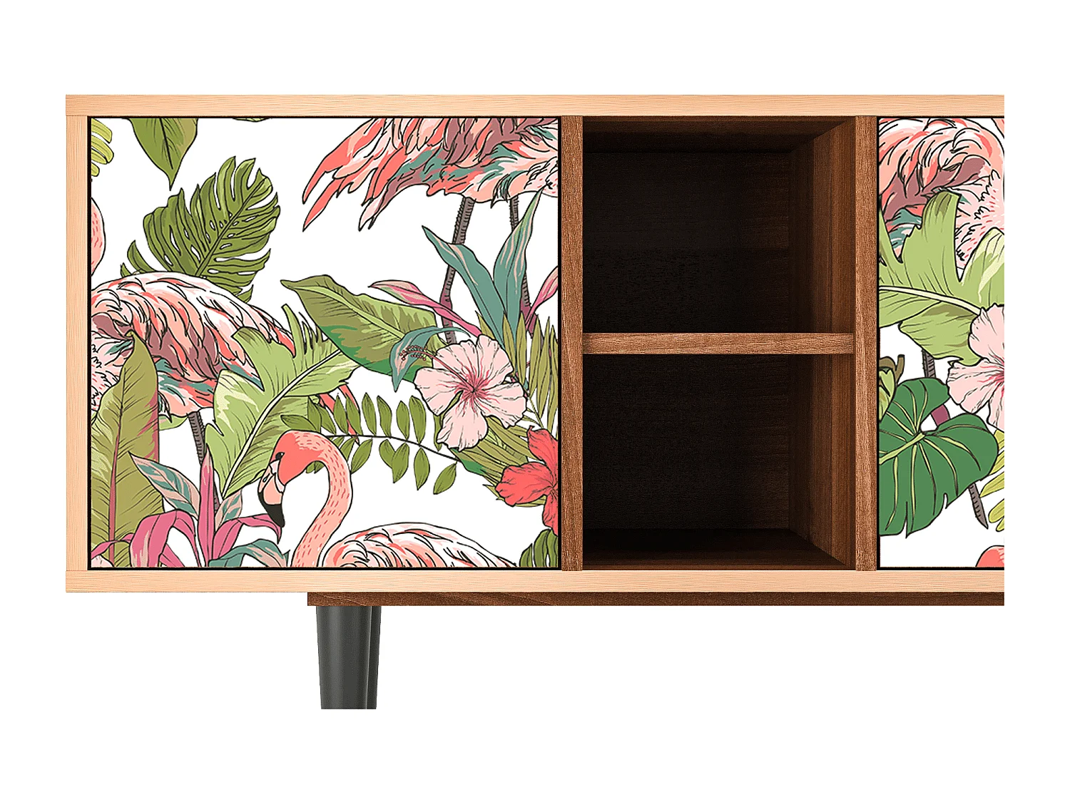 Mueble de TV - 150х69х41 cm - T5 - Sweet Flamingo, Nogal