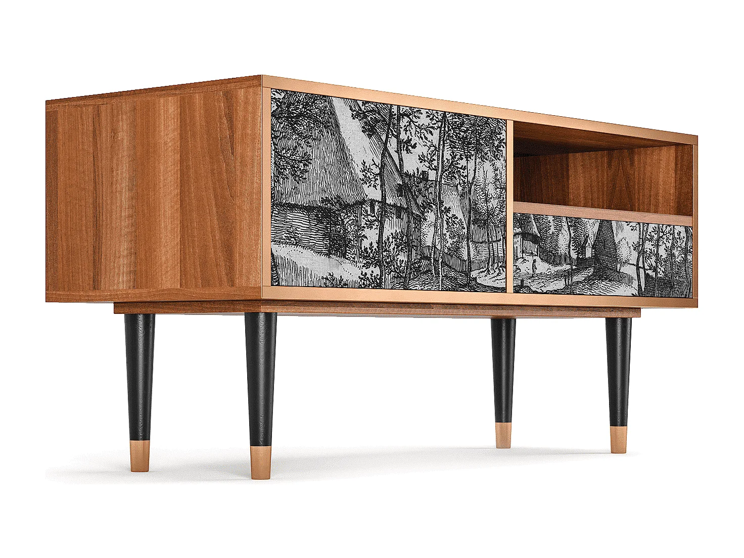 Meuble TV - 115х59х48 cm - T3 - Village Road, Noyer