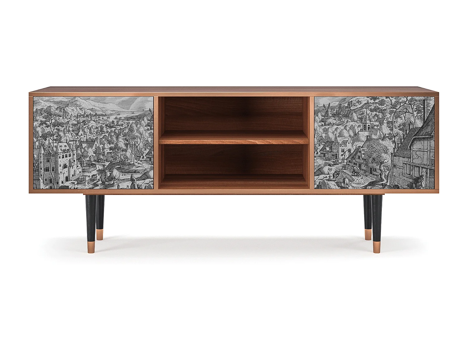 Mobile TV - 170х69х48 cm - T2 - Bird Dropping, Noce