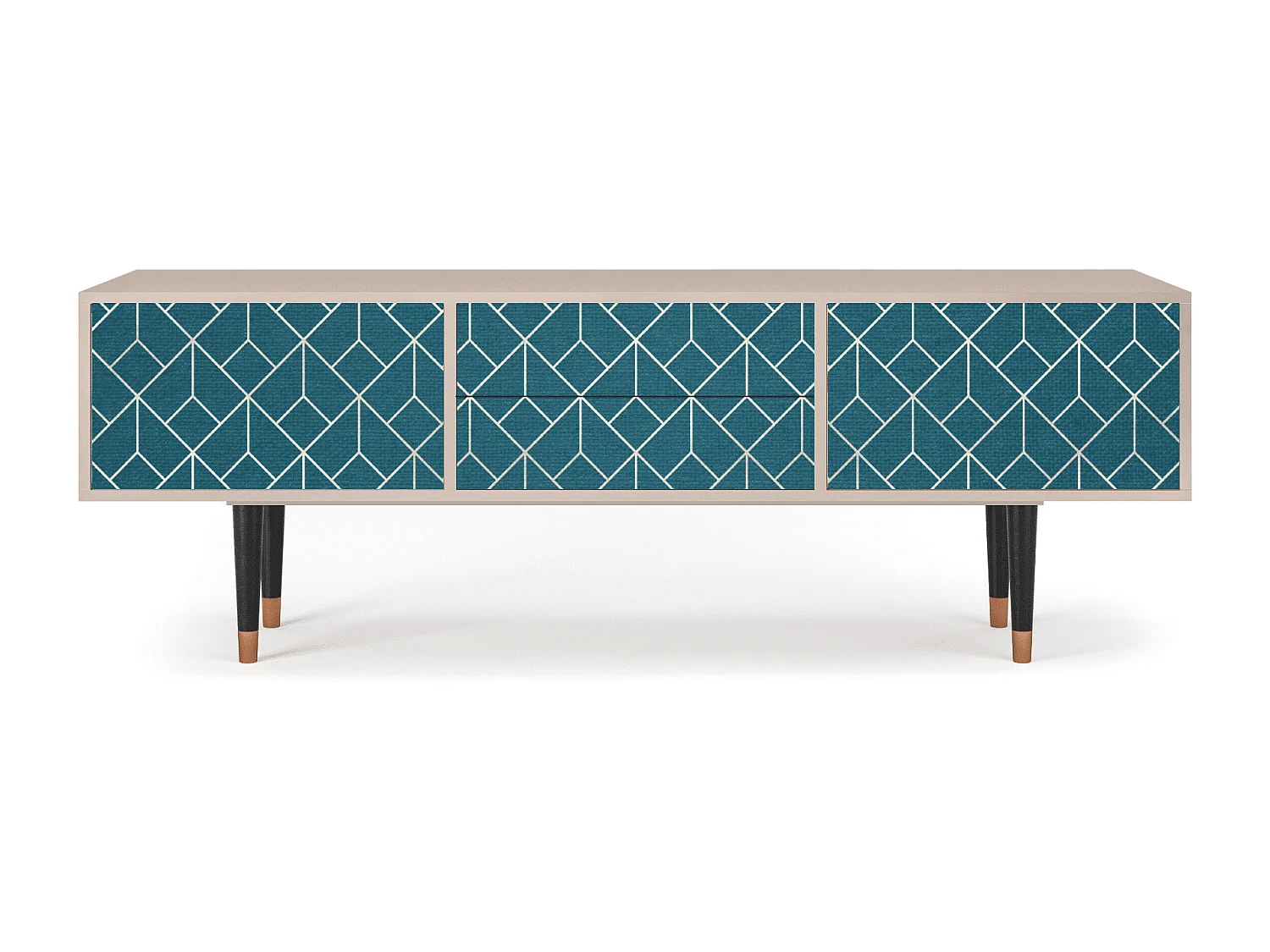 Meuble TV - 170х59х48 cm - T4 - Turquoise Geometry, Latte
