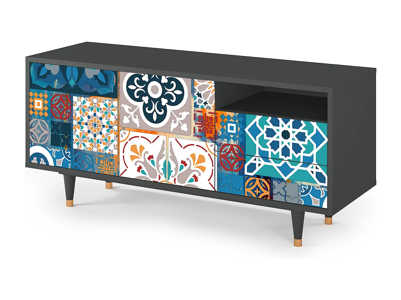 TV-meubel - 125х56х41 cm - T7 - Moroccan Market, Antraciet