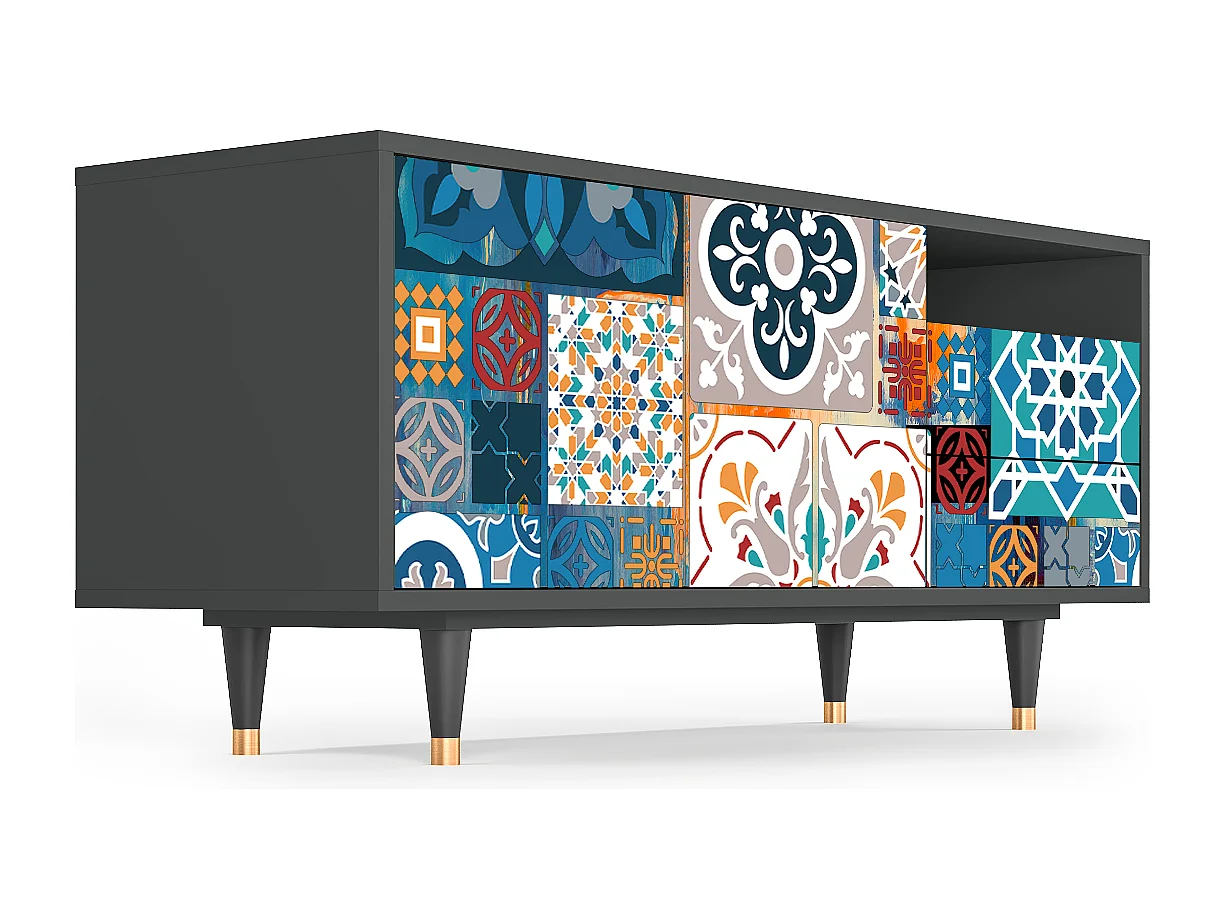 TV-meubel - 125х56х41 cm - T7 - Moroccan Market, Antraciet