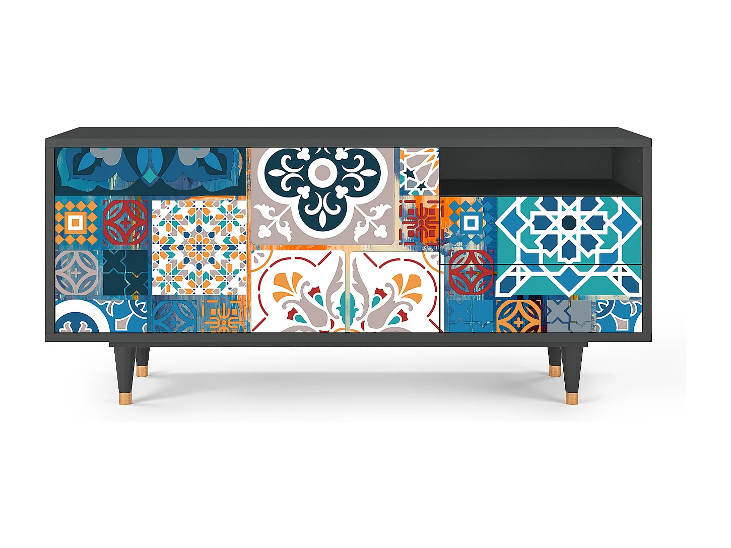 Meuble TV - 125х56х41 cm - T7 - Moroccan Market, Anthracite