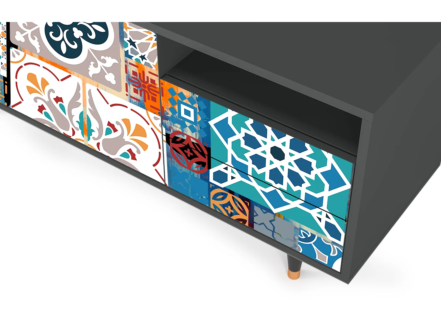 Meuble TV - 125х56х41 cm - T7 - Moroccan Market, Anthracite