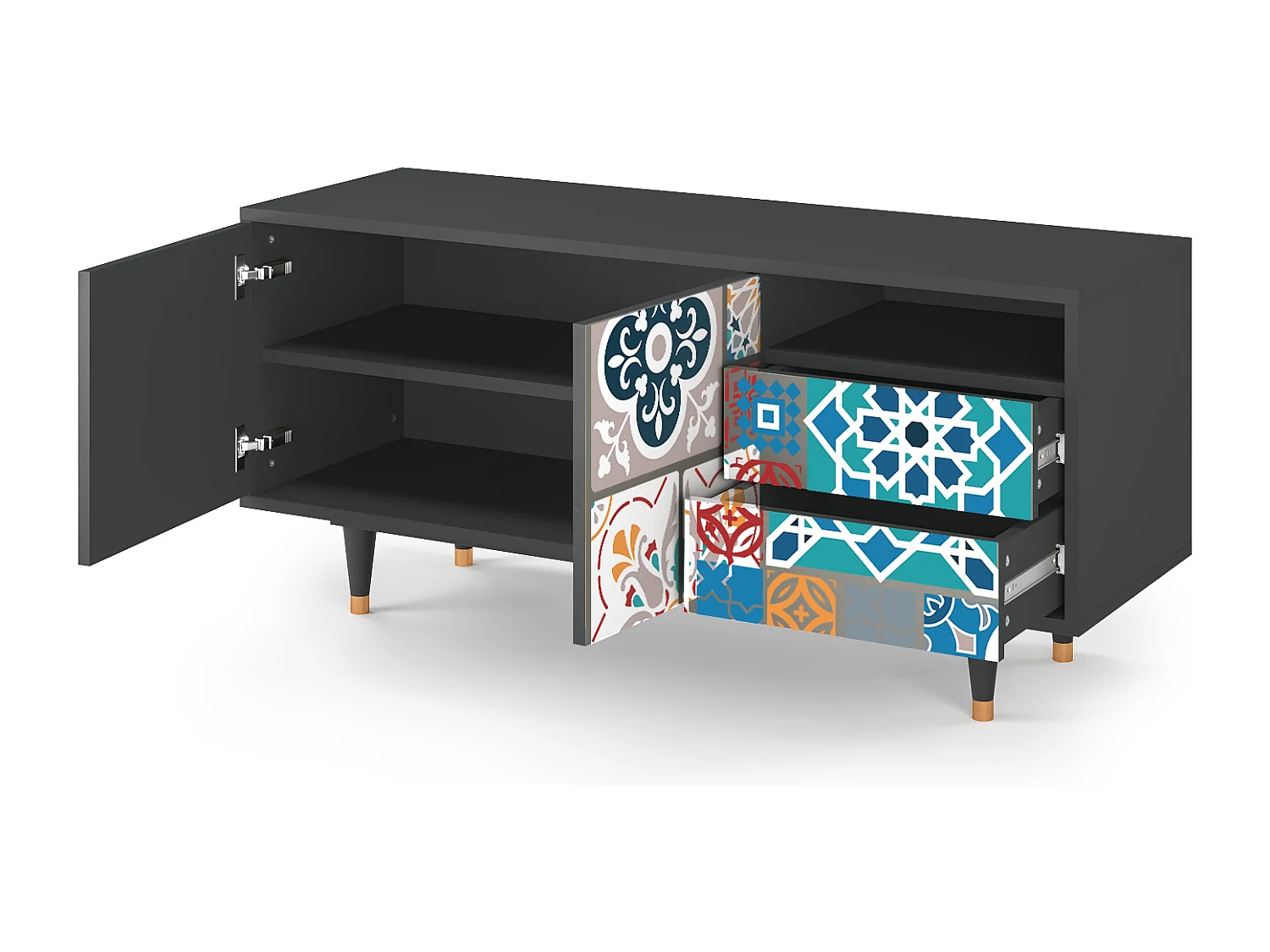 Meuble TV - 125х56х41 cm - T7 - Moroccan Market, Anthracite