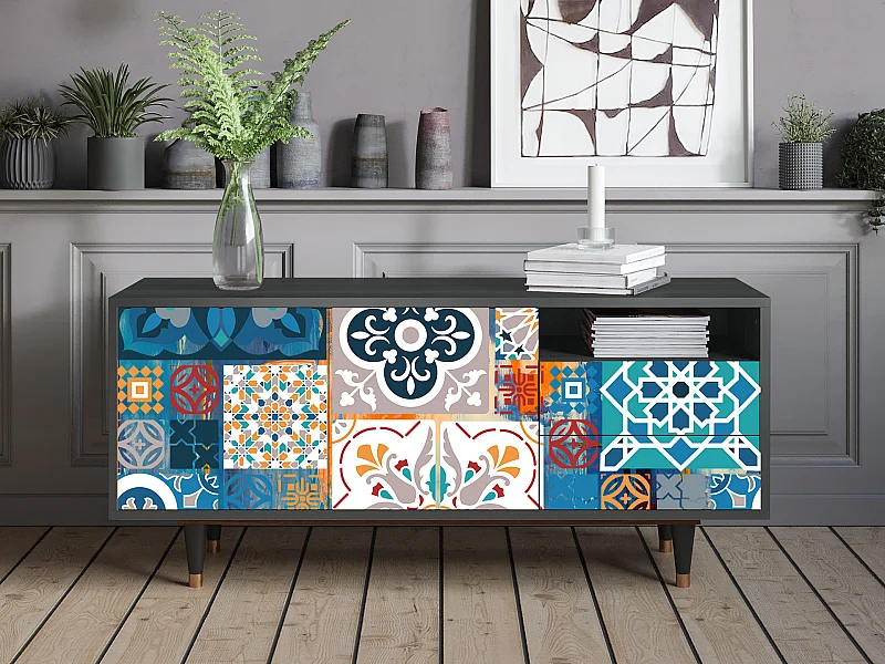 Meuble TV - 125х56х41 cm - T7 - Moroccan Market, Anthracite