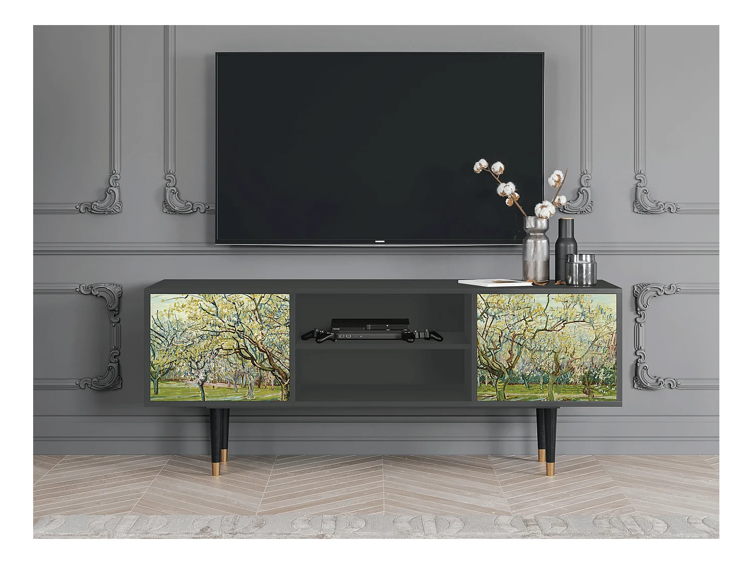 Meuble TV - 170х69х48 cm - T2 - The Blanc Orchard, Anthracite