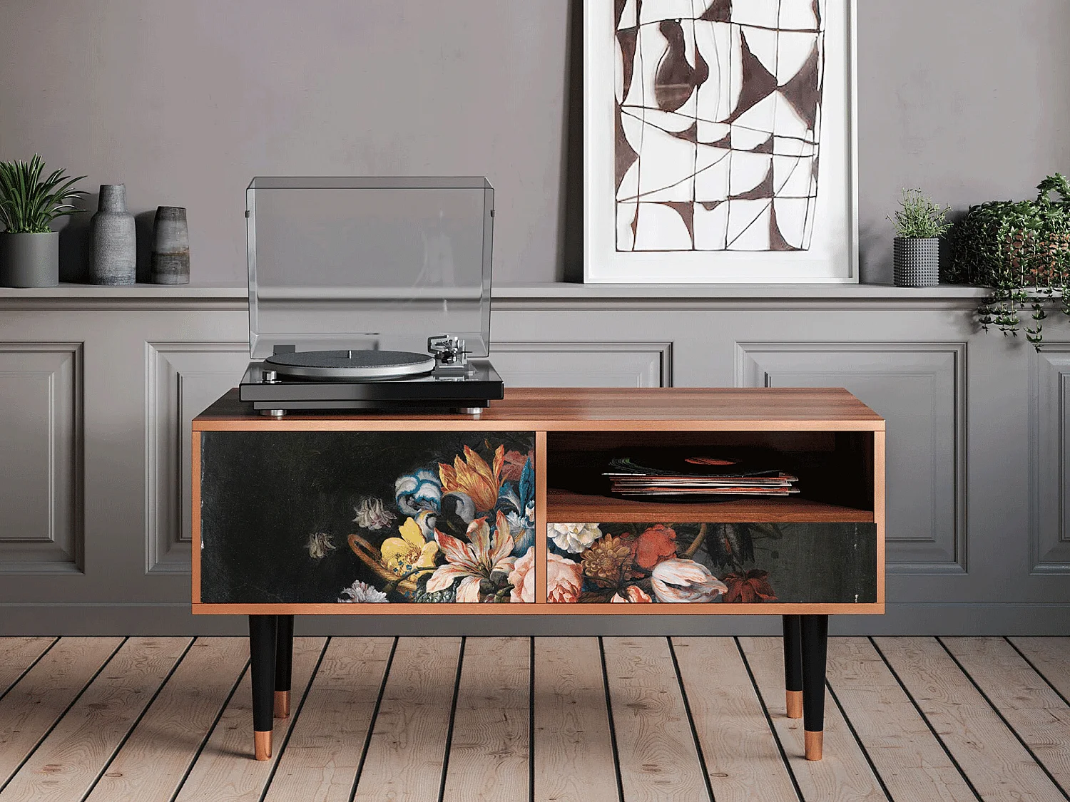 Mobile TV - 115х59х48 cm - T3 - Still Life with Flowers, Noce