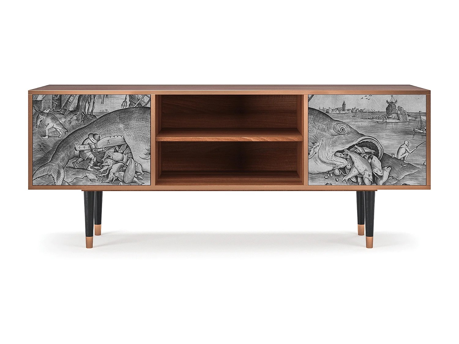 Meuble TV - 170х69х48 cm - T2 - Big Fish Eat Little, Noyer