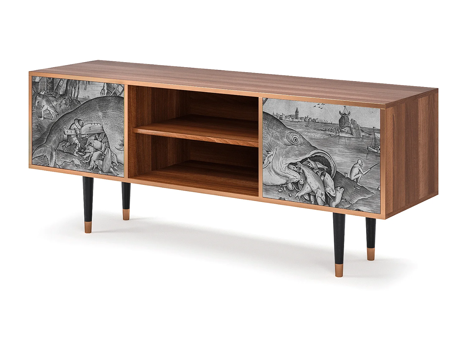 Mueble de TV - 170х69х48 cm - T2 - Big Fish Eat Little, Nogal