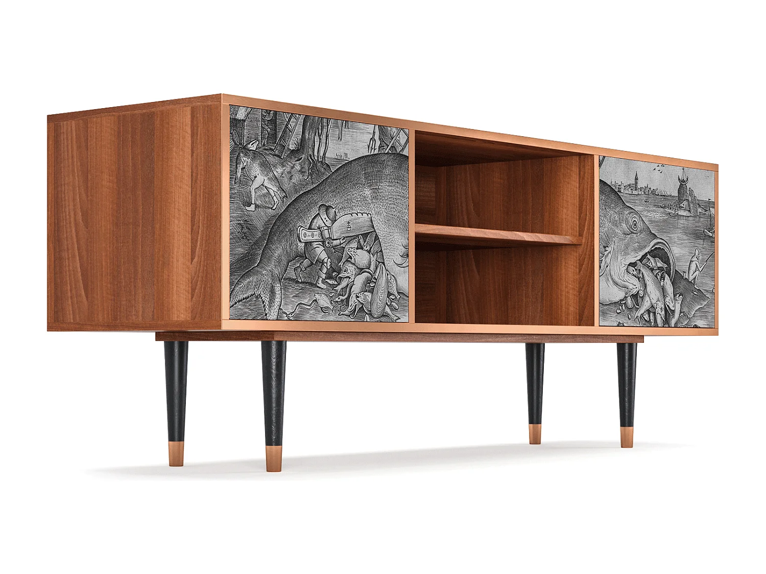 Mueble de TV - 170х69х48 cm - T2 - Big Fish Eat Little, Nogal