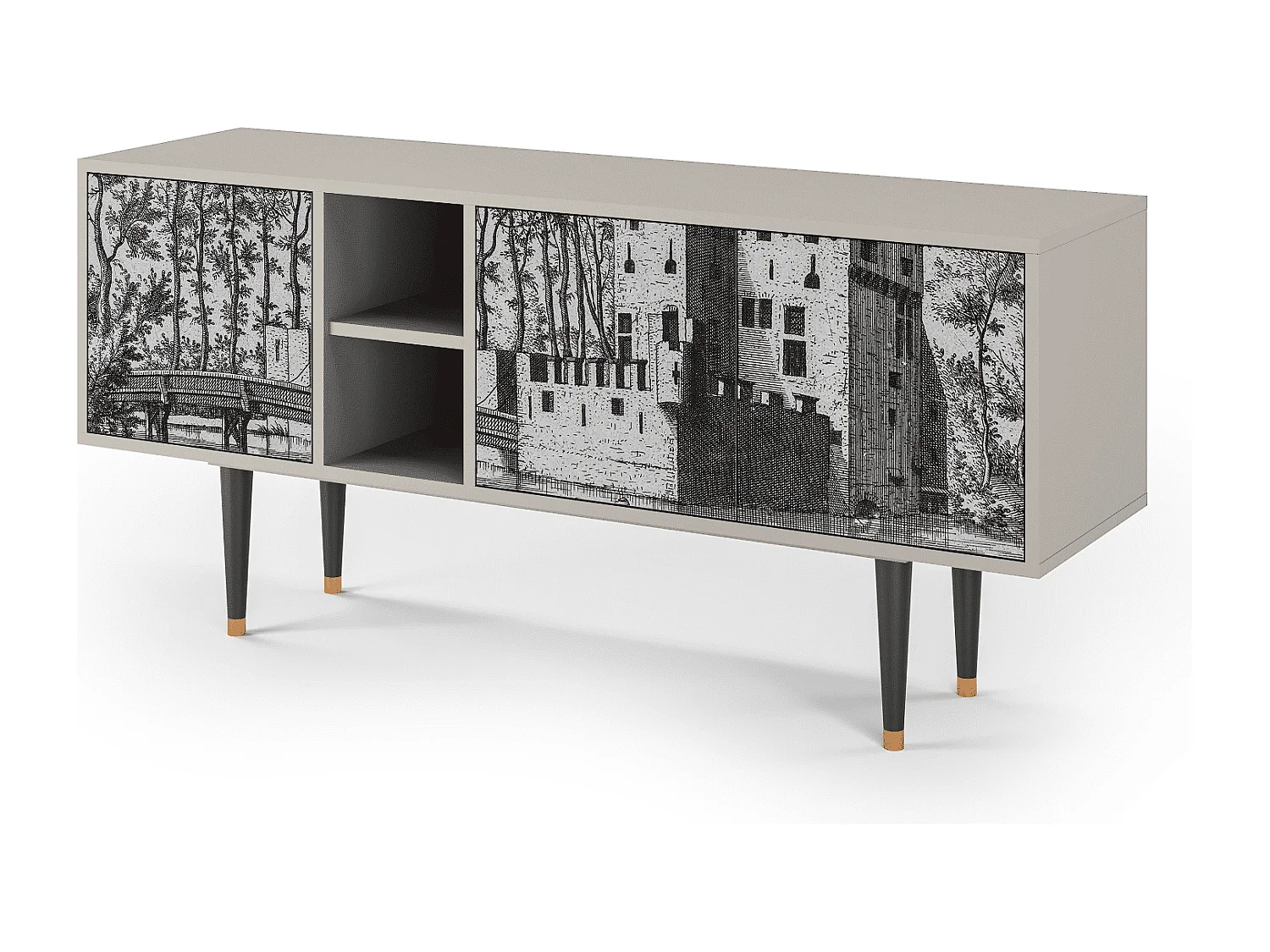 Szafka RTV - 150х69х41 cm - T5 - Castle by Breugel, Piaskowy