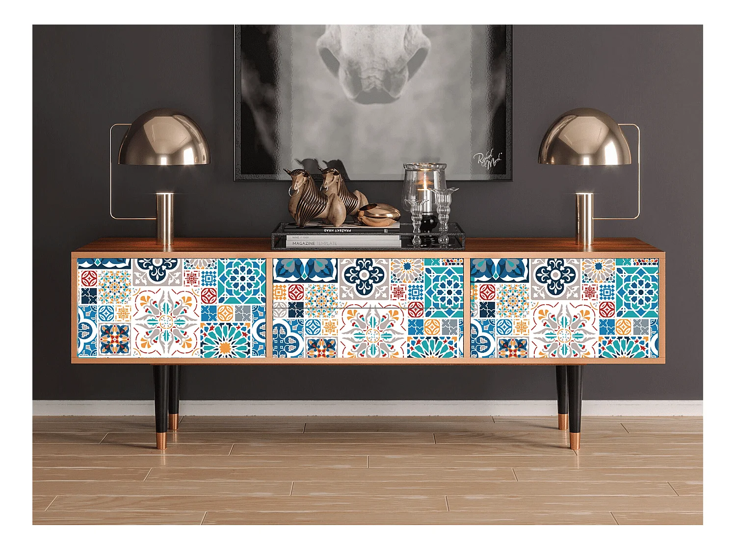 Mobile TV - 170х59х48 cm - T4 - Moroccan Market, Noce