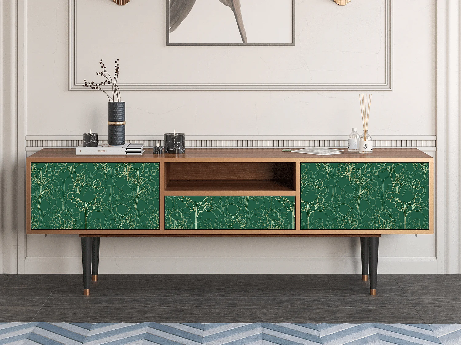 TV-meubel - 170х59х41 cm - T6 - Emerald Forest, Walnoot