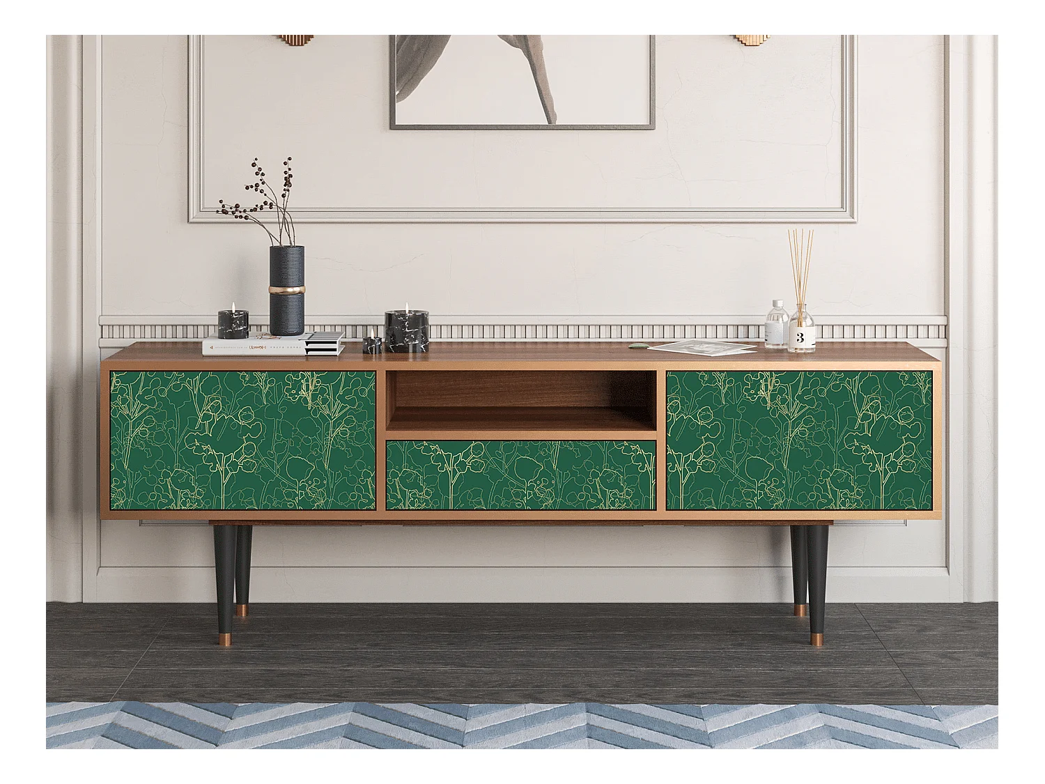 Meuble TV - 170х59х41 cm - T6 - Emerald Forest, Noyer