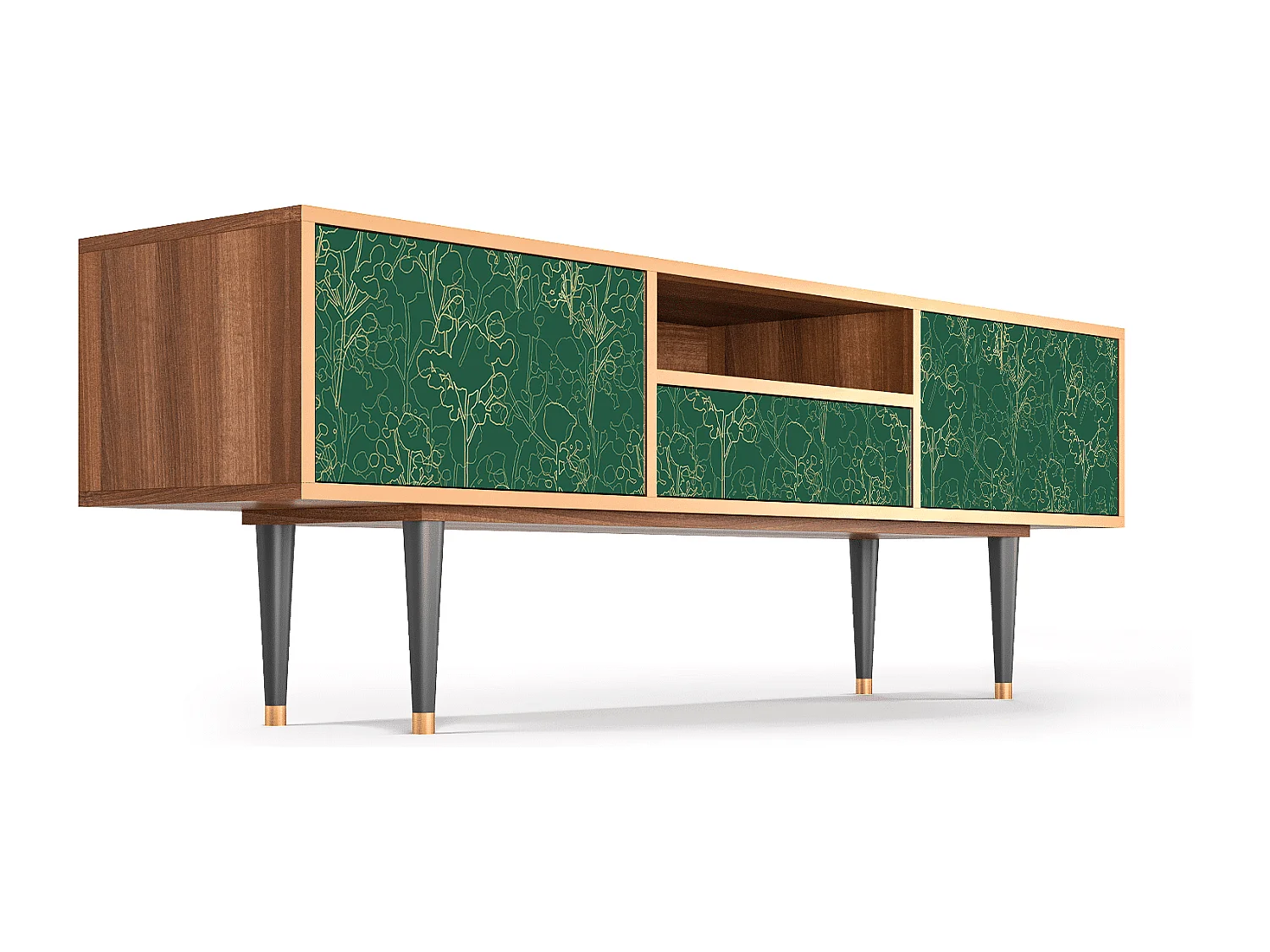 Meuble TV - 170х59х41 cm - T6 - Emerald Forest, Noyer