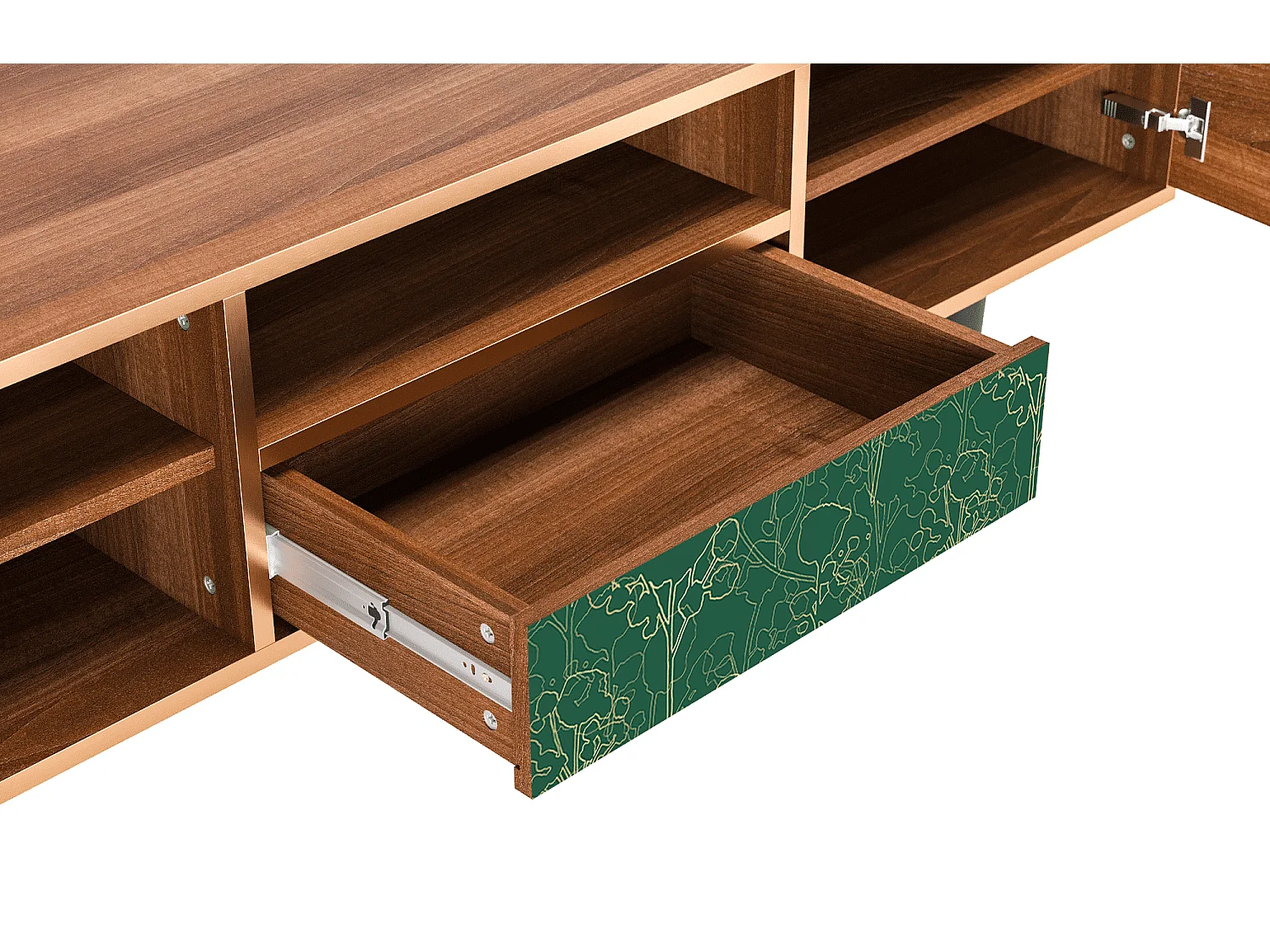 Meuble TV - 170х59х41 cm - T6 - Emerald Forest, Noyer