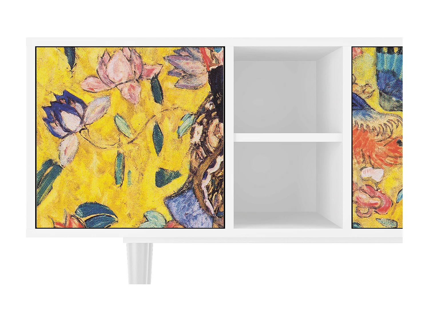 Mueble de TV - 150х69х41 cm - T5 - Lady with Fan by Klimt, Branco