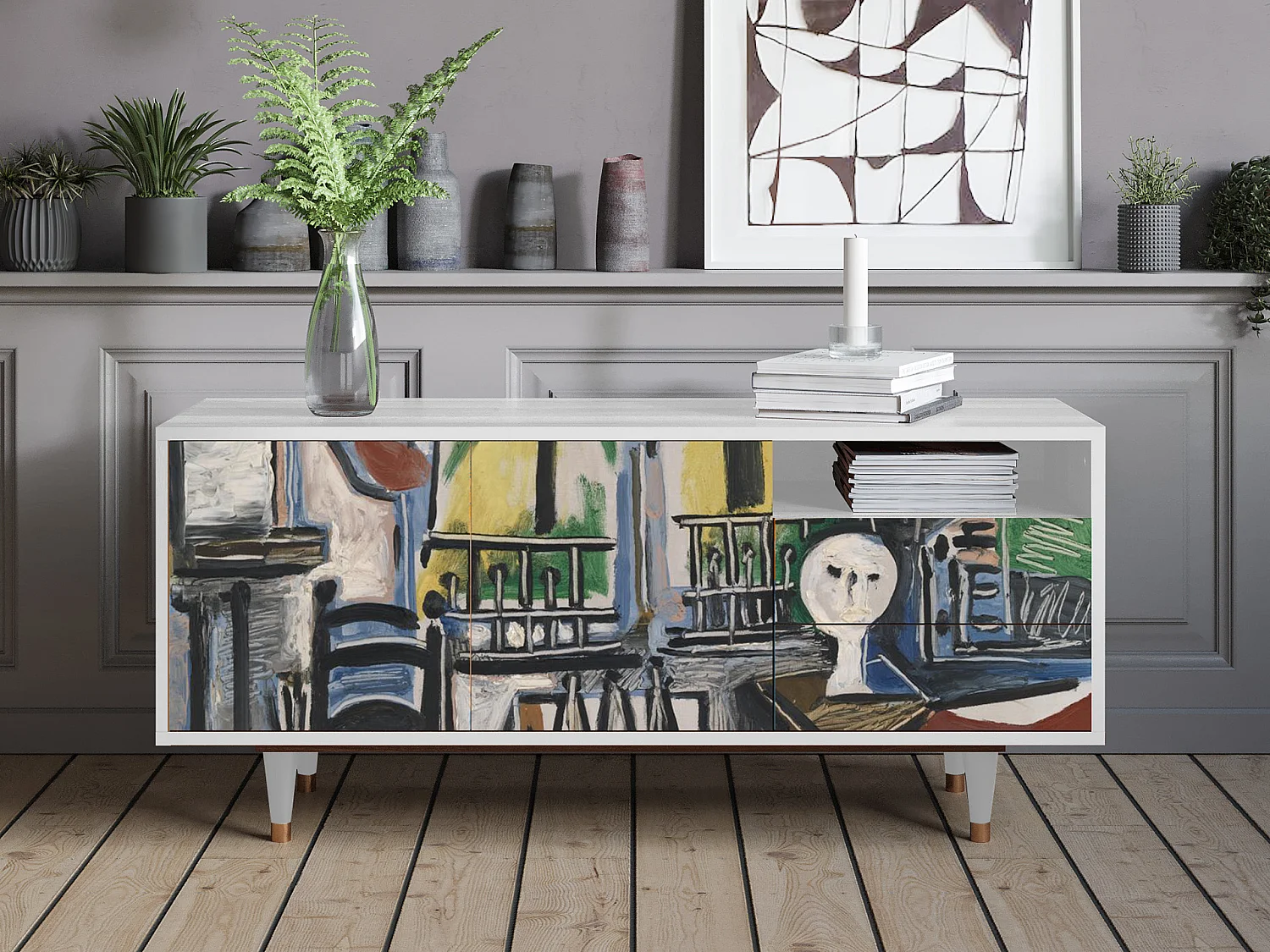 Meuble TV - 125х56х41 cm - T7 - The Studio , Blanc