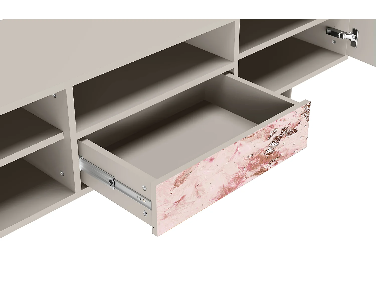 Szafka RTV - 170х59х41 cm - T6 - Cotton Candy, Piaskowy