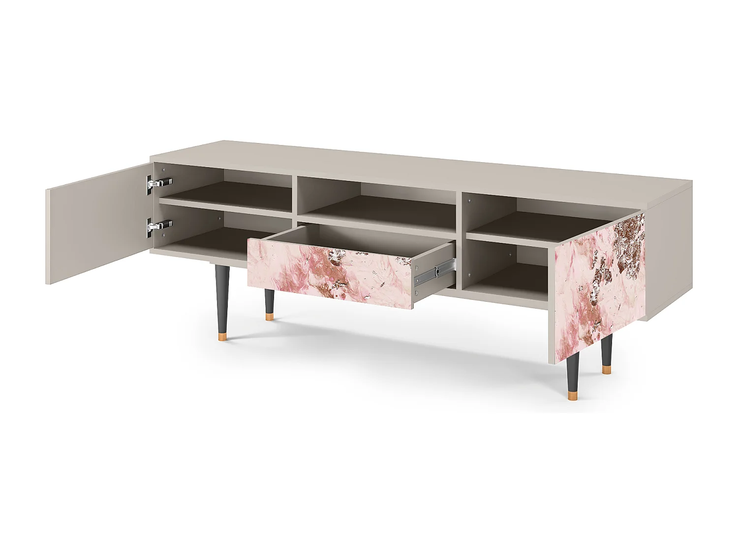 Szafka RTV - 170х59х41 cm - T6 - Cotton Candy, Piaskowy