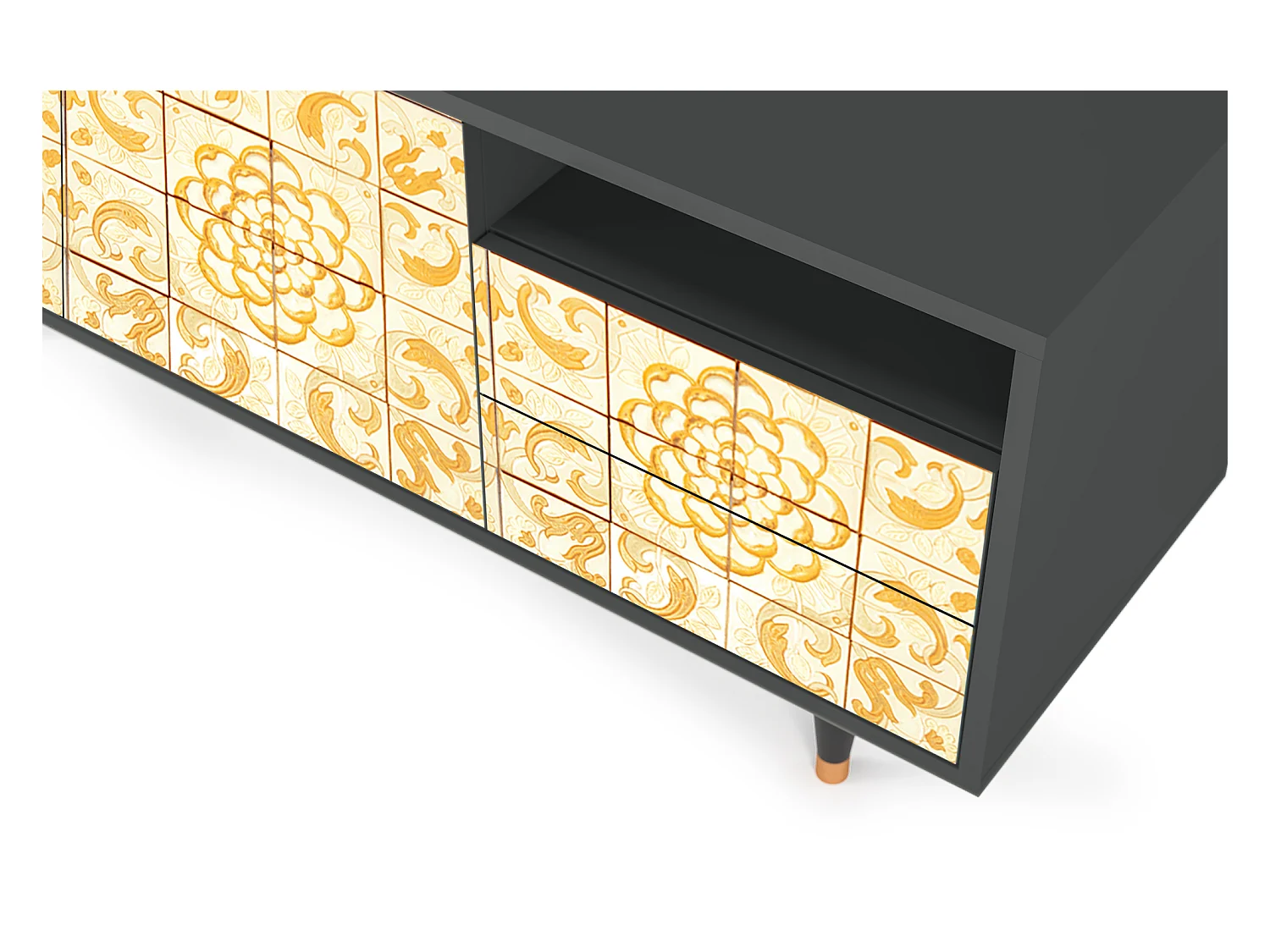 Szafka RTV - 125х56х41 cm - T7 - Sunshiny Tile, Antracyt