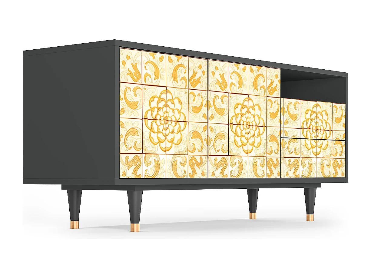 Szafka RTV - 125х56х41 cm - T7 - Sunshiny Tile, Antracyt