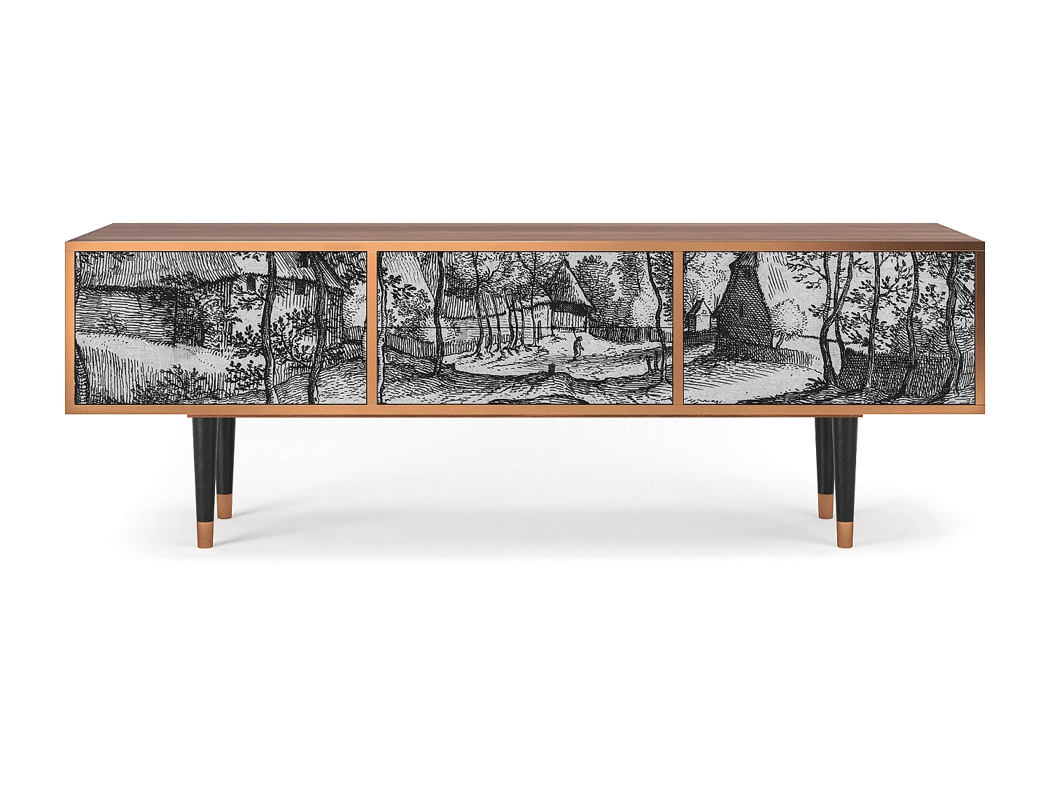 Mueble de TV - 170х59х48 cm - T4 - Village Road, Nogal