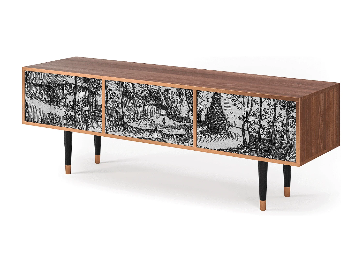 Mueble de TV - 170х59х48 cm - T4 - Village Road, Nogal