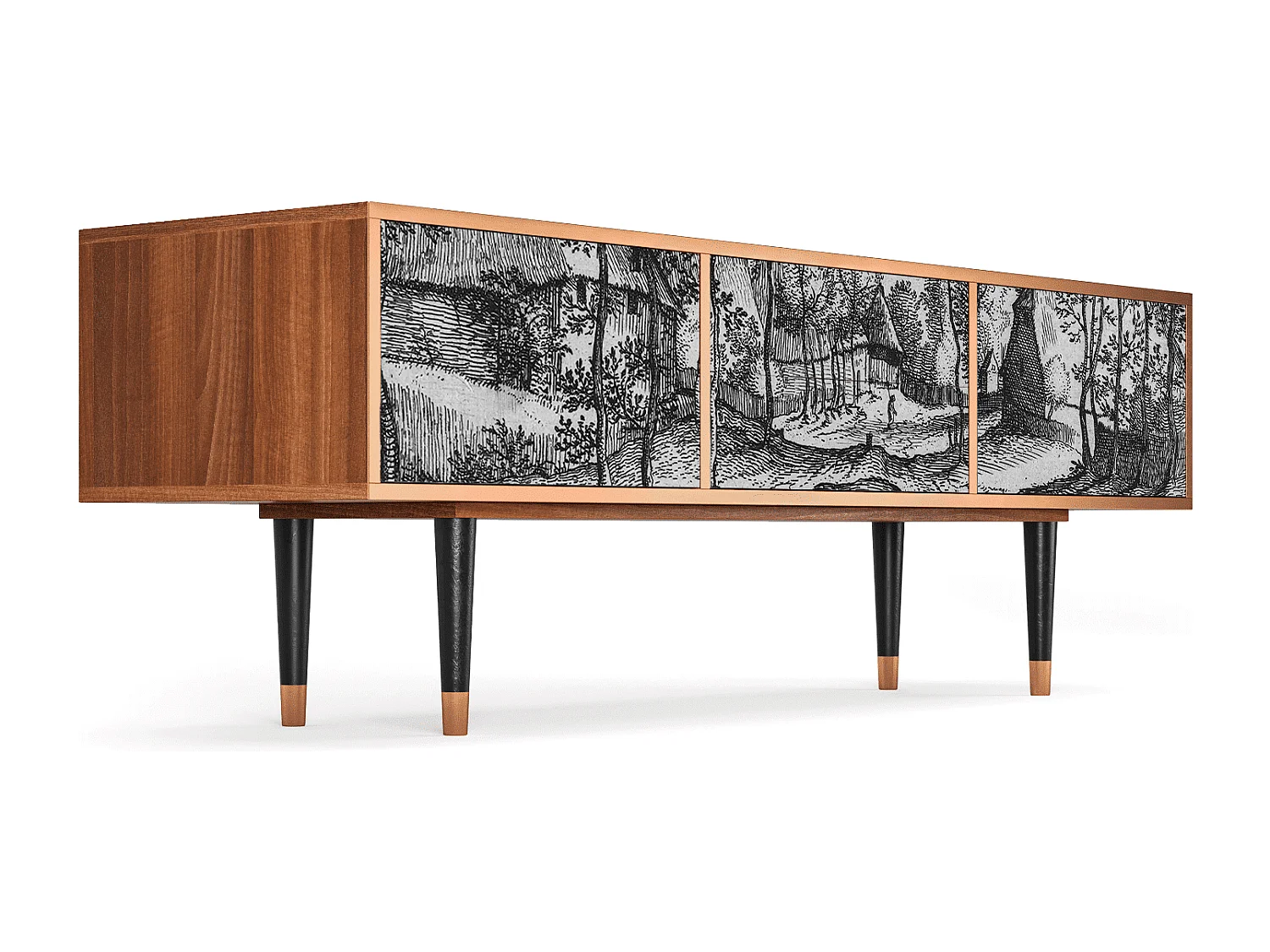 Mueble de TV - 170х59х48 cm - T4 - Village Road, Nogal