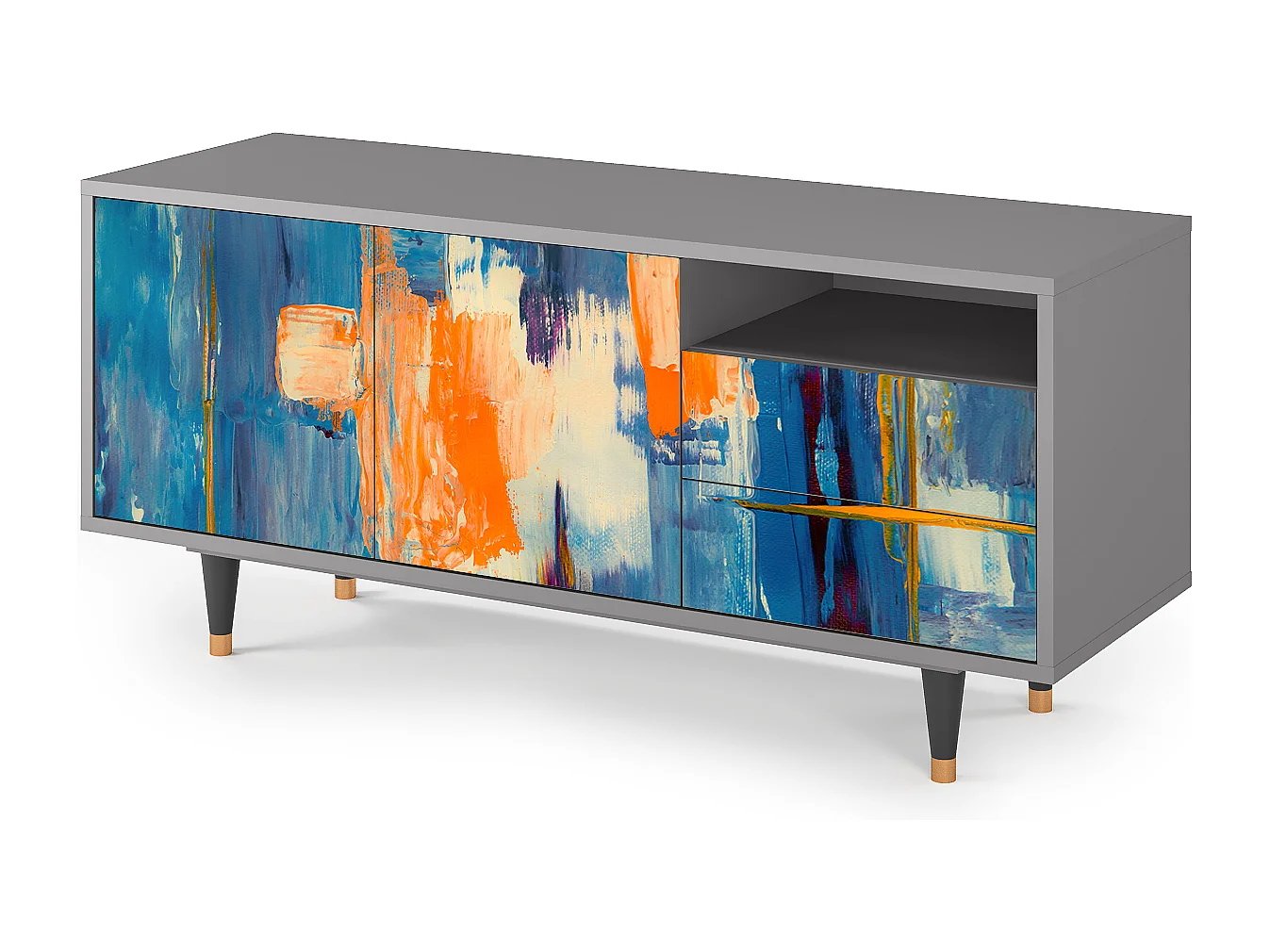 TV-meubel - 125х56х41 cm - T7 - Abstract Expressionism, Grijs