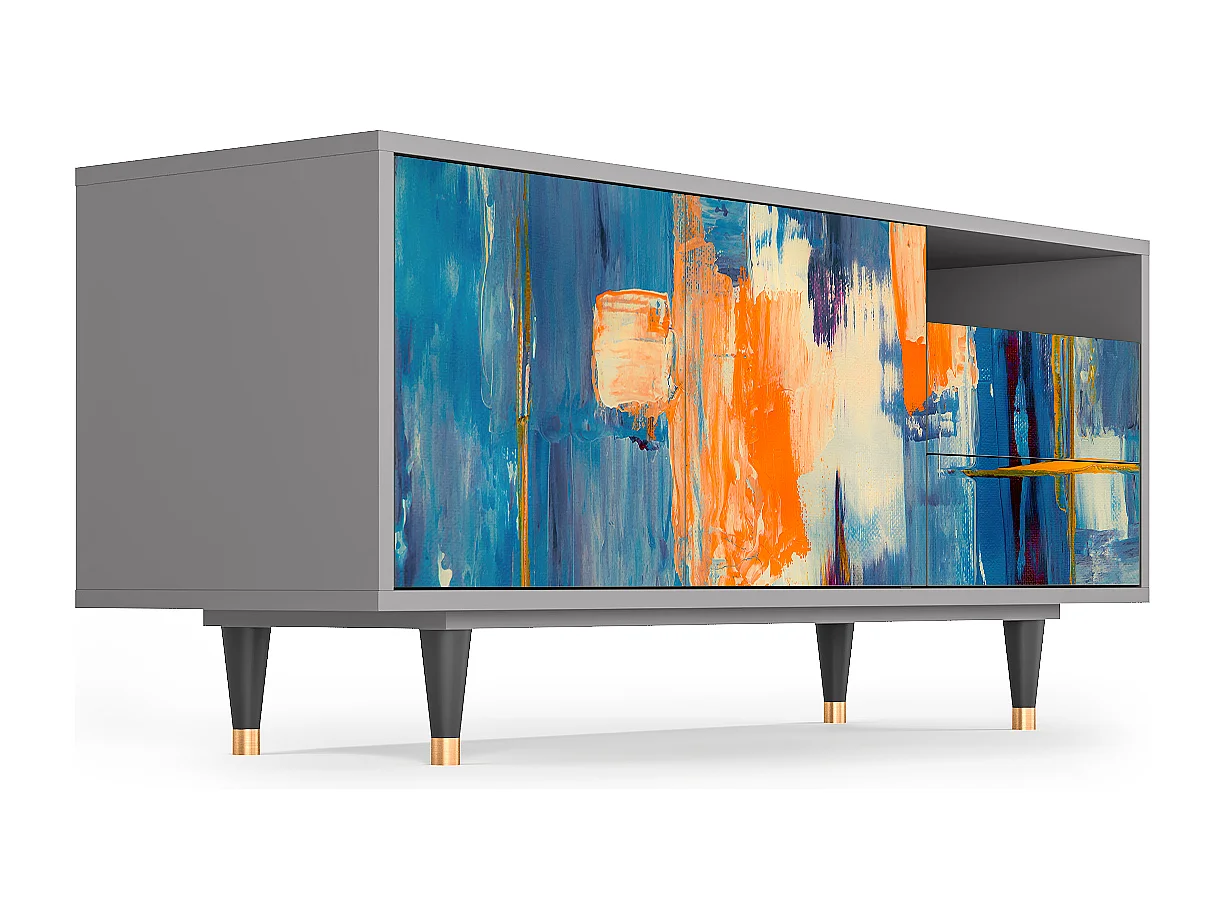 Mueble de TV - 125х56х41 cm - T7 - Abstract Expressionism, Cinza