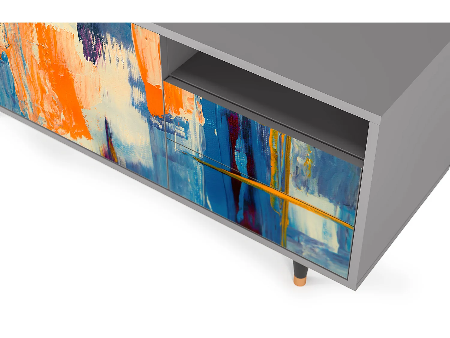 Mueble de TV - 125х56х41 cm - T7 - Abstract Expressionism, Cinza