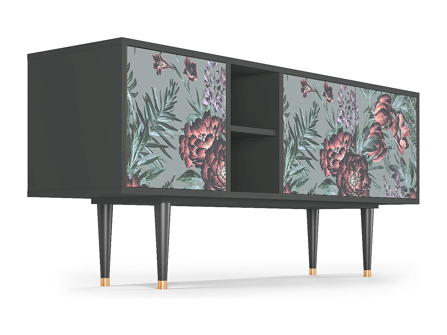 TV-meubel - 150х69х41 cm - T5 - Light Peonies, Antraciet