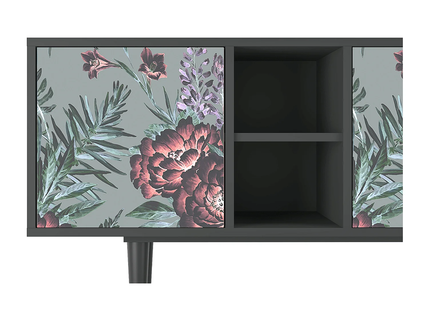 TV-Möbel - 150х69х41 cm - T5 - Light Peonies, Anthrazit