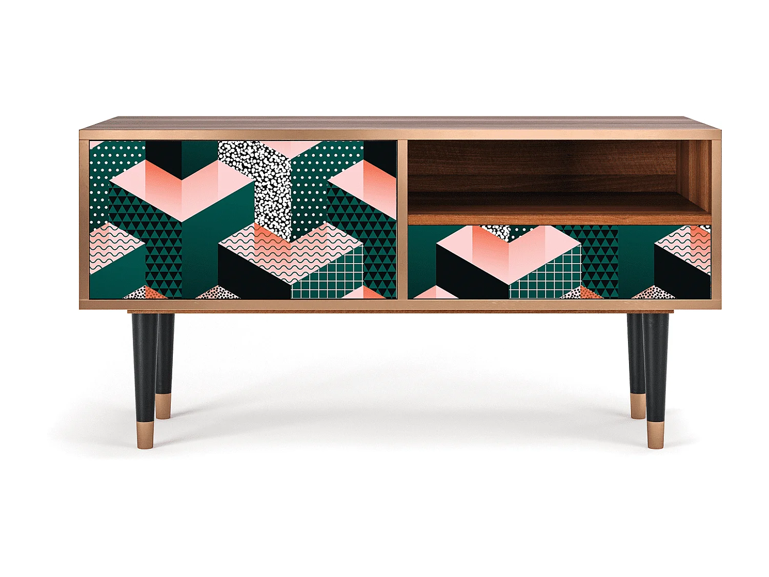 Mobile TV - 115х59х48 cm - T3 - Geometric Madness, Noce