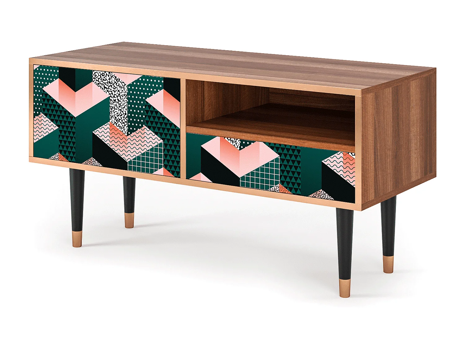 Mobile TV - 115х59х48 cm - T3 - Geometric Madness, Noce