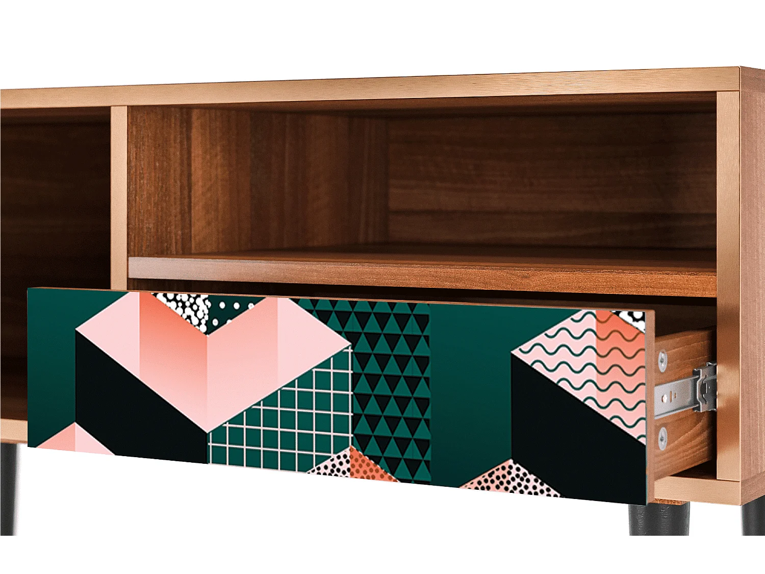 Mobile TV - 115х59х48 cm - T3 - Geometric Madness, Noce