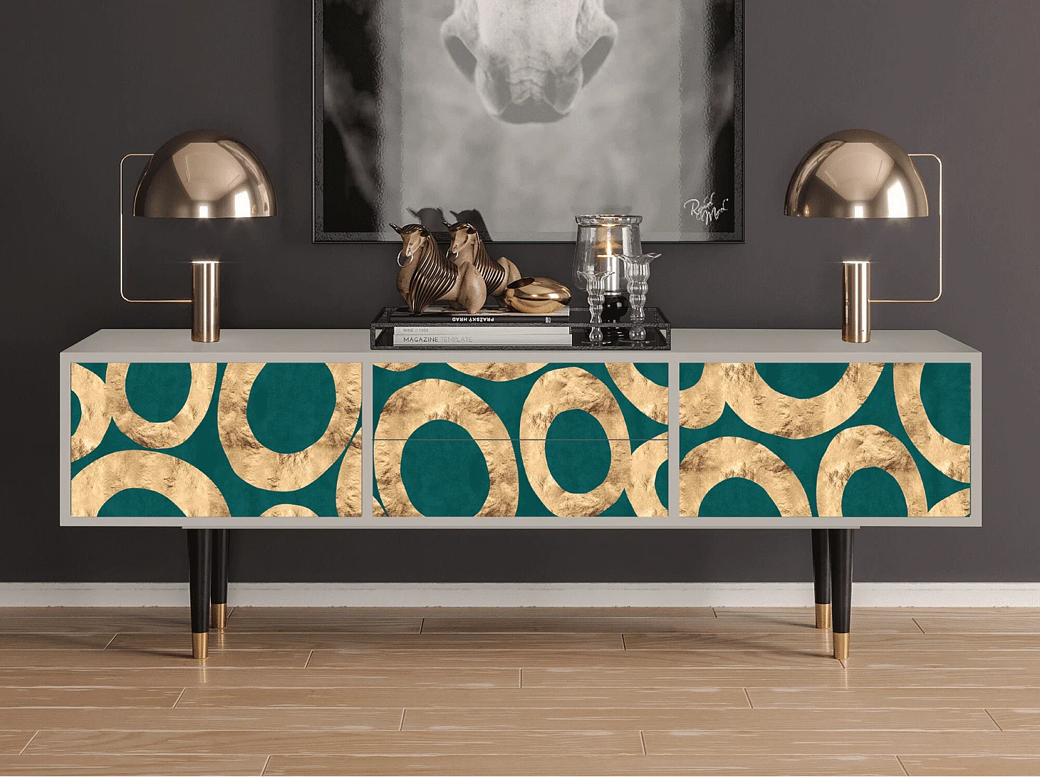 Mobile TV - 170х59х48 cm - T4 - Zircon Sphere, Sabbia