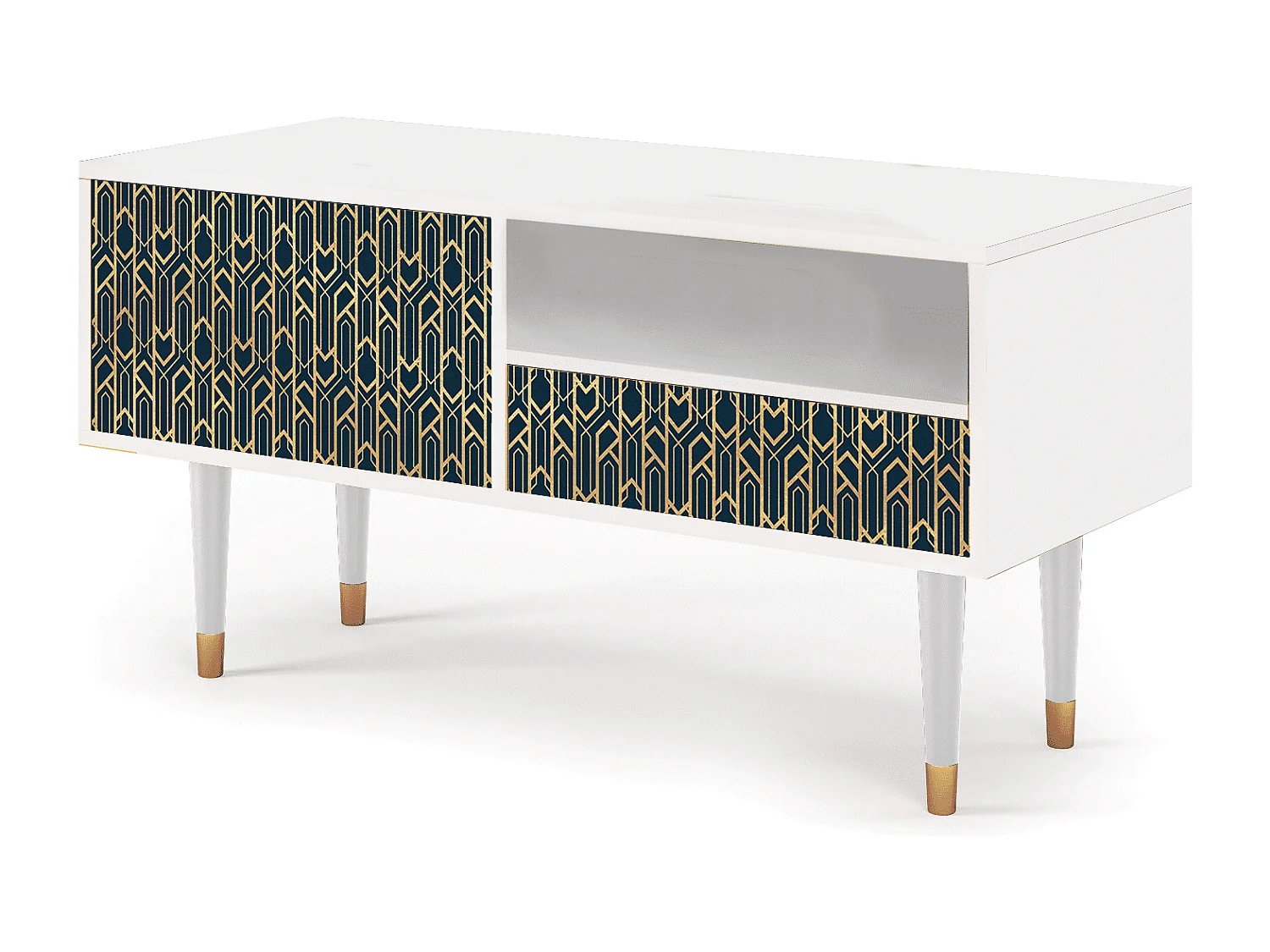 Mueble de TV - 115х59х48 cm - T3 - Golden Empire, Branco