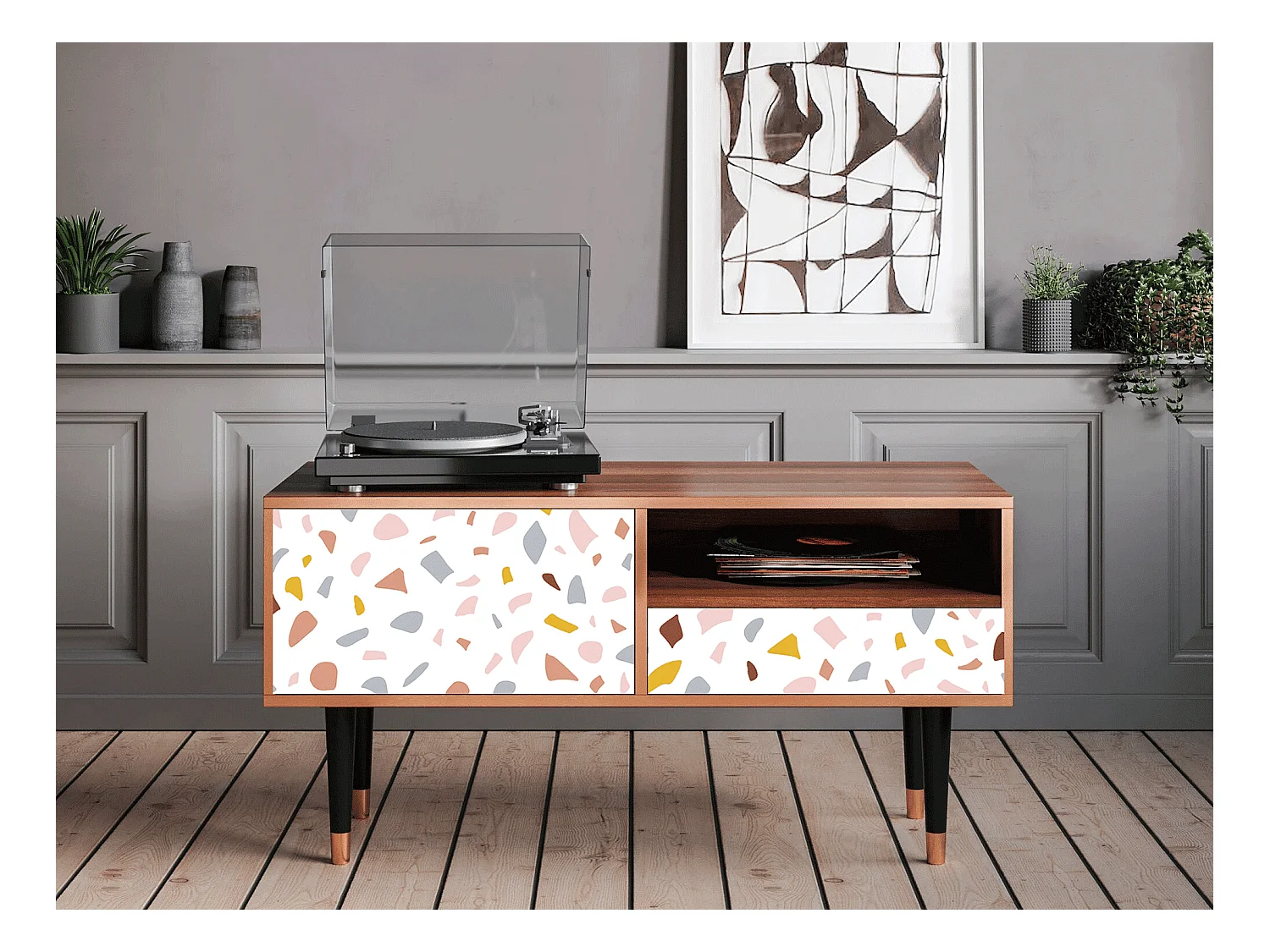 Mobile TV - 115х59х48 cm - T3 - Marmelade Cheese, Noce
