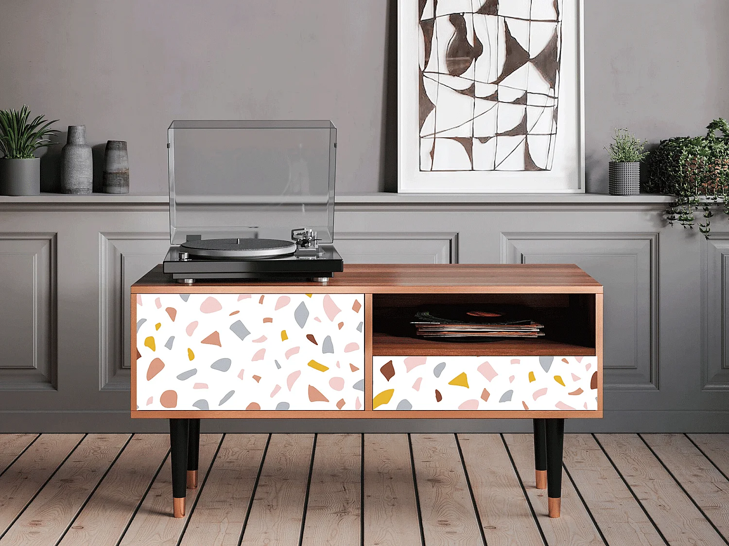 Mobile TV - 115х59х48 cm - T3 - Marmelade Cheese, Noce