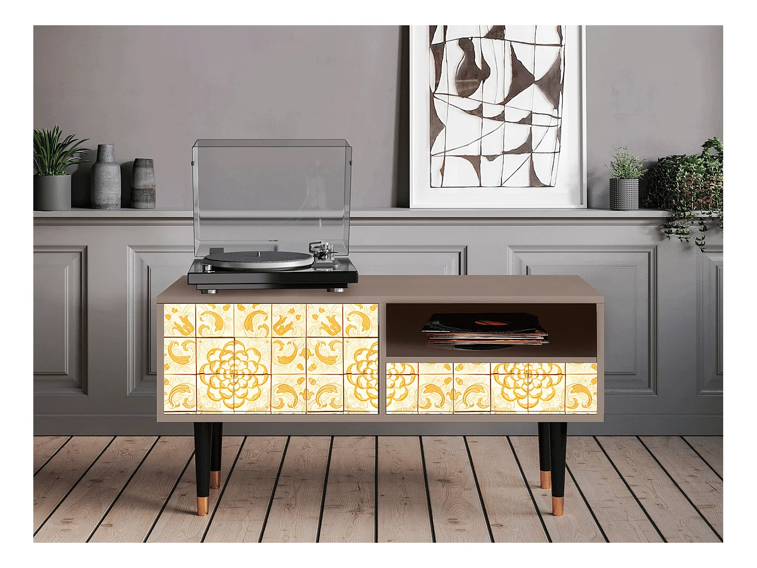 Mobile TV - 115х59х48 cm - T3 - Sunshiny Tile, Latte