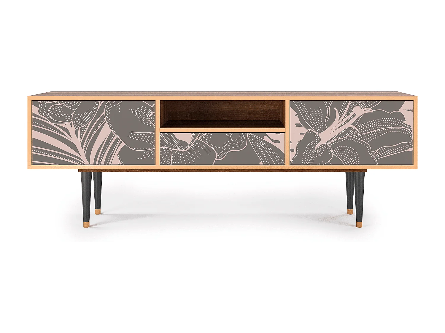 Meuble TV - 170х59х41 cm - T6 - Issabelline Flower, Noyer