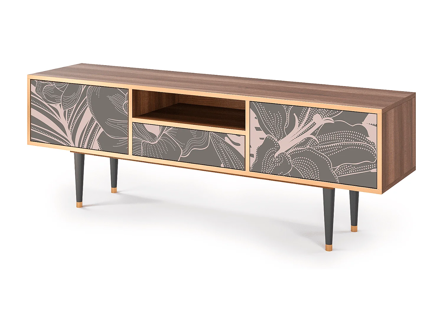 Meuble TV - 170х59х41 cm - T6 - Issabelline Flower, Noyer