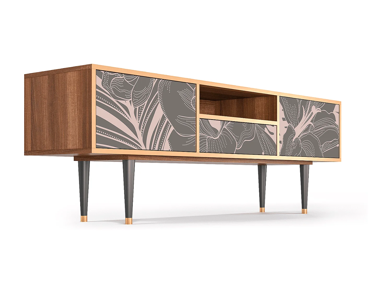 Meuble TV - 170х59х41 cm - T6 - Issabelline Flower, Noyer