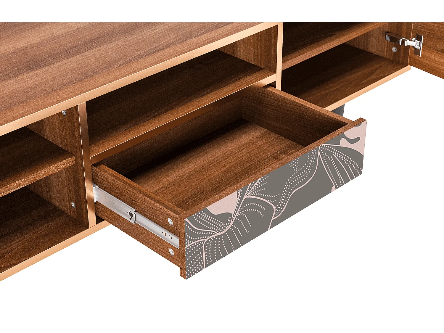 Mobile TV - 170х59х41 cm - T6 - Issabelline Flower, Noce