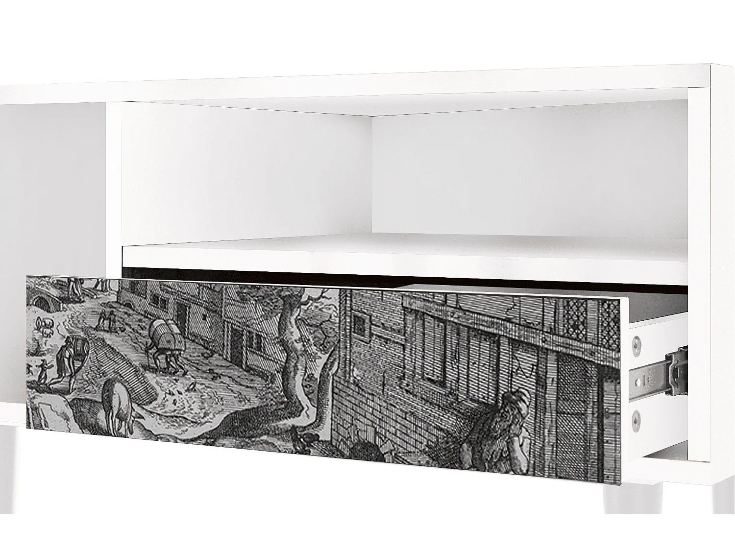 Mueble de TV - 115х59х48 cm - T3 - Bird Dropping, Blanco